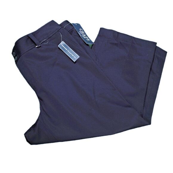 Chaps Women's Navy Blue Capri Pants Slimming Fit Flat Front Travel Work Sz 12P - Picture 2 of 7